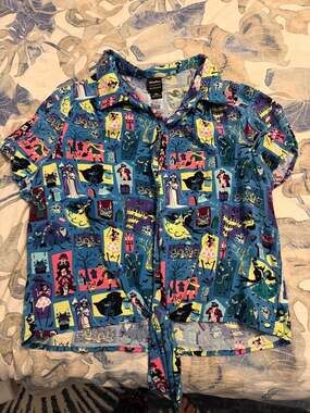 Disney Parks Her Universe Haunted Mansion Icons Button Up Shirt